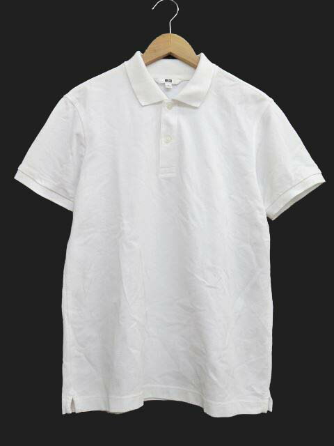 ユニクロ UNIQLO ポロシャツ 半袖 鹿の子 カットソー 無地 シンプル M 白 ホワイト S58660 メンズ 【中古】【ベクトル 古着】 161118 ブランド古着ベクトルプレミアム店