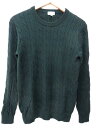 ユニクロ UNIQLO ケーブル ニット セーター 長袖 クルーネック タイト カシミヤ混 コットン M ダークグリーン 緑 Y61325 メンズ 【中古】【ベクトル 古着】 170109 ブランド古着ベクトルプレミアム店
