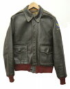 バズリクソンズ BUZZ RICKSON’S A-2 フライトジャケット ブルゾン 18775-P 赤リブ ホースハイド 比翼 ジップ S 茶 ブラウン C69627 メンズ 【中古】【ベクトル 古着】 170522 ブランド古着ベクトルプレミアム店