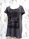 ユニクロ UNIQLO ロング Tシャツ カットソー ディズニー ミッキー ミニー プリント グレー XL 春夏 レディース 【ベクトル 古着】【中古】 160527