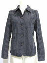 ユニクロ UNIQLO カバーオール ジャケット イネス INES コラボ シングル 長袖 ストライプ ネイビー ブルー 白 S レディース 【中古】【ベクトル 古着】 170213 ブランド古着ベクトルプレミアム店