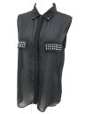 ジーユー GU シャツ ノースリーブ シフォン スタッズ 装飾 黒 ブラック size M 170512 レディース 【中古】【ベクトル 古着】 170512 ブランド古着ベクトルプレミアム店