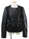 ザラ ZARA ジャケット ライダース 長袖 ジップアップ 切替 S 無地 ドット柄 黒 ブラック レディース 【中古】【ベクトル 古着】 170611 ブランド古着ベクトルプレミアム店
