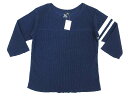 未使用品 桃太郎ジーンズ MOMOTARO JEANS Tシャツ カットソー サーマル 出陣ライン コットン 七分袖 ネイビー XS ST042 レディース 【ベクトル 古着】【中古】 160108