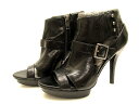 ナインウエスト NINE WEST ブーティ ショートブーツ レザー オープントゥ ブラック 5M E-828 レディース 【中古】【ベクトル 古着】 161017 ブランド古着ベクトルプレミアム店