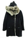 イエナ IENA コート ピーコート ロング フード ファー フォックス ラビット 中綿 無地 黒 レディース 【ベクトル 古着】【中古】 160815