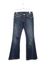トゥルーレリジョン TRUE RELIGION パンツ デニム ジーンズ ダメージ加工 ブーツカット 25 青 ブルー ahm レディース 【中古】【ベクトル 古着】 180117 ブランド古着ベクトルプレミアム店