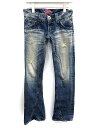 ロデオクラウンズ Rodeo Crowns パンツ デニム ブーツカット ダメージ加工 ロング 25 ブルー /YO9 レディース 【中古】【ベクトル 古着】 170728 ブランド古着ベクトルプレミアム店