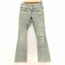 トゥルーレリジョン TRUE RELIGION デニムパンツ ジーンズ ブーツカット ストレッチ ダメージ加工 インディゴ 24 レディース 【中古】【ベクトル 古着】 180717 ブランド古着ベクトルプレミアム店
