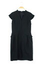 【中古】フォクシーブティック FOXEY BOUTIQUE Popping Frill ワンピース 膝丈 半袖 Vネック 40 黒 34499 /MI ■OS レディース 【ベクトル 古着】 200720 ベクトルプレミアム店