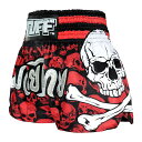 【送料無料】ムエタイパンツ TUFF タフ SKULL 赤/黒 S/M/Lサイズ スカル ドクロ キックボクシング ボクシング ムエタイトランクス 子供用 大人用 格闘技ウェア トレーニング 試合 ブラック
