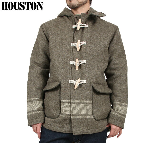 【送料無料】【WIP】HOUSTON ヒューストンブランケット ダッフルコートOLIVE DRAB【50070-OLIVE】ミリタリーブランケットをリメイクし製作防寒性と機能性に優れたキルティングを採用