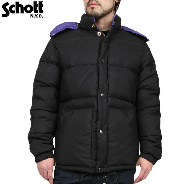 【keyword0323_downjacket】【大特価】【smtb-MS】【送料無料】【WIP】Schott ショット 911D N/C ダウンジャケットブラック 【7181-009】米国製で仕上げた防寒性抜群なダウンジャケット裏地のカラーと表のカラーの配色が絶妙