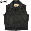 【送料無料】【WIP】Schott ショット104V SLEEVERESS BIKERレザーベスト 【7203-009】牛革を使用した重厚感あるデザインバイカーにはもちろんタウンユースにもお勧め