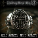 フレアシルバーリング/シルバー925/シルバーアクセサリー/十字架/フレア/クロス/Fleur-de-lis/Cross/Sterling silver Ring/WILD HEARTS Leather&Silver (ID trg0613)