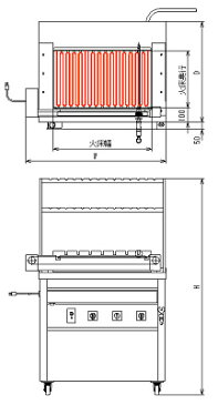 ヒゴグリラー シュラスコ焼機タイプ 3G-230【代引き不可】【業務用】【焼台】【シュラスコ】【串焼き器】【電気グリラー】【回転式グリラー】【バーベキュー】【南米料理】【回転串焼】