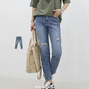 Aura アウラ M L LL 3L 4L 5L【レディース デニム ジーンズ パンツ スキニー ストレッチ 黒 紺 デニムパンツ スキニーデニム】デニムパンツ ガウチョパンツ ワイドパンツ フリンジ 裾折り返し ロールアップ サイドライン ウォッシュ加工 ヴィンテージ風