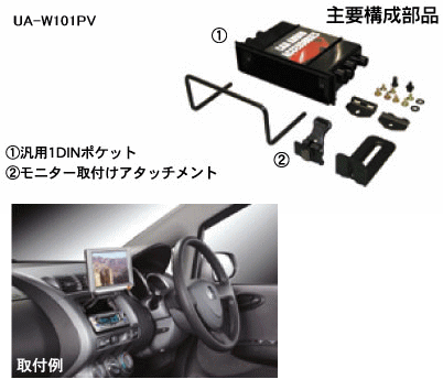 モニター/AVフィッティングキットカナックKanatechs UA−W101PV 汎用1DINポケットタイプ