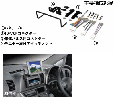 モニター/AVフィッティングキットカナック KANATECHS  UA−Y201DV トヨタ車200mm窓口用