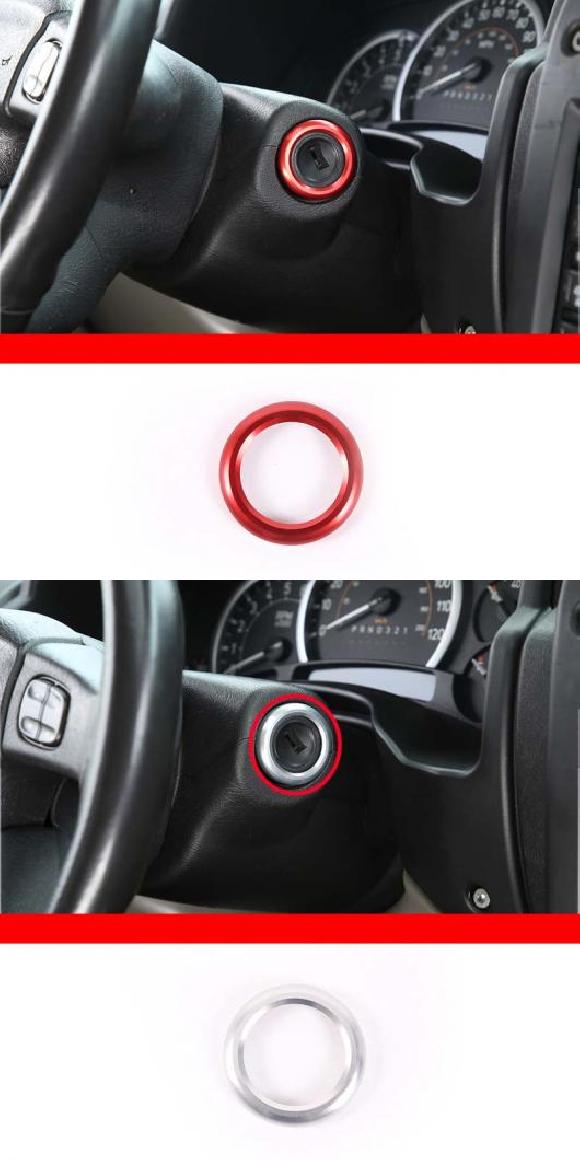 アルミニウム 合金 イグニッション キー スイッチ リング カバー ホール サークル トリム ステッカー 適用: ハマー/HUMMER H2 2003-2007 インテリア アクセサリー レッド・シルバー AL-PP-3563 AL Interior parts for cars