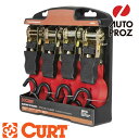 【USカート・正規輸入代理店】 CURT ラチェットタイダウン (4.8メートル) 4本 レッド メーカー保証付