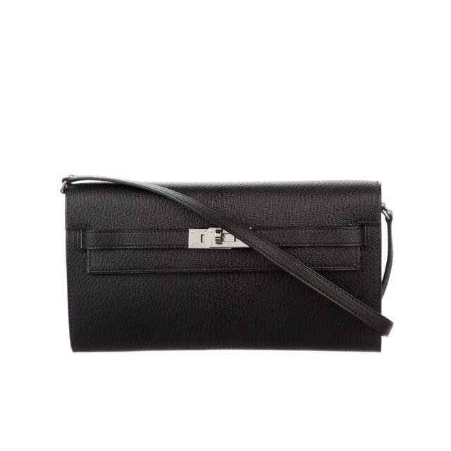 エルメス ケリーウォレット トゥーゴー 長財布 ブラック シェーブルミゾール シルバー金具 HERMES KELLY WALLET TO GO BLACK CHEVRE MYSORE SILVER HARDWARE【中古】