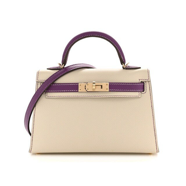 エルメス ミニケリー ケリーミニ2 ミニドゥ 外縫い スペシャルオーダー バイカラー クレ アネモネ エプソン シャンパンゴールド金具 パーソナルオーダー ホースシュー HERMES KELLY MINI 2 SELLIER 20 CRAIE ANEMONE EPSOM PERMABRASS GOLD HARDWARE HSS【中古】