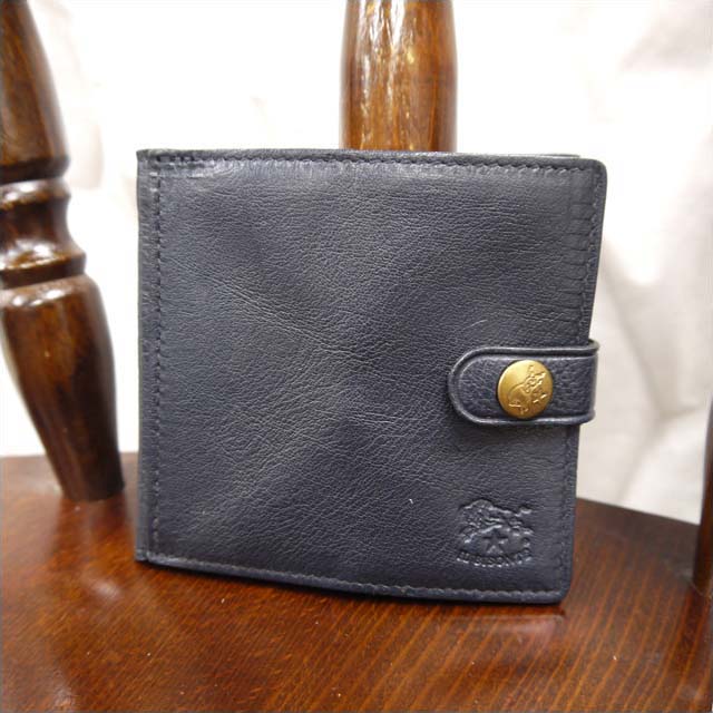 【plokh】 IL BISONTE (イルビゾンテ) 412228 二つ折りスナップ財布 Col.137/ネイビー