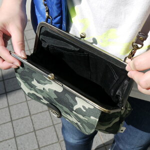 【受注生産品】がま口フラップバッグ(小)【帆布・迷彩】<がまぐち/がまぐち財布/手作り/和雑貨/京都/あやの小路>