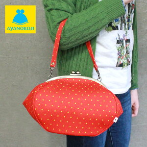【受注生産品】丸型がま口ハンドバッグ【帆布・プチドット柄】<がまぐち/手作り/和雑貨/がま口バッグ/京都/がま口>