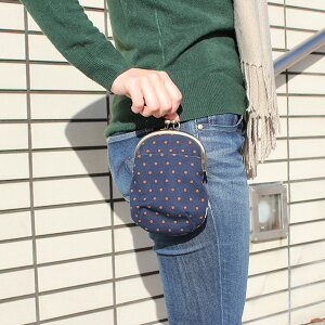 【受注生産品】がま口チョークポーチ(大)【帆布・唐草/水玉】<チョークバッグ/がま口バッグ/帆布バッグ/がまぐち/iPhoneケース/たばこ入れ/京都/スマホケース/がま口>