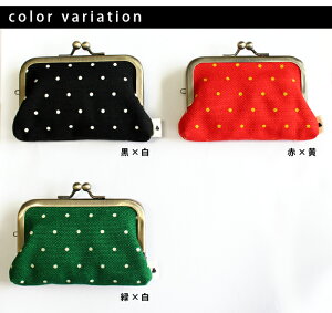 【在庫商品】3.5寸がま口コインケース【帆布・プチドット柄】<がまぐち/コスメポーチ/がま口ポーチ/化粧ポーチ/小銭/財布/手作り/和雑貨/京都>