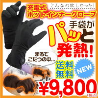 〔充電式ホットインナーグローブ〕コードレス。電子ヒーターで指先から手首まで!3段階温度調節!1分以内にぽかぽか。最長約7時間持続。男女兼用♪(関連:ヒーター付き手袋ホットグローブおててのこたつ)