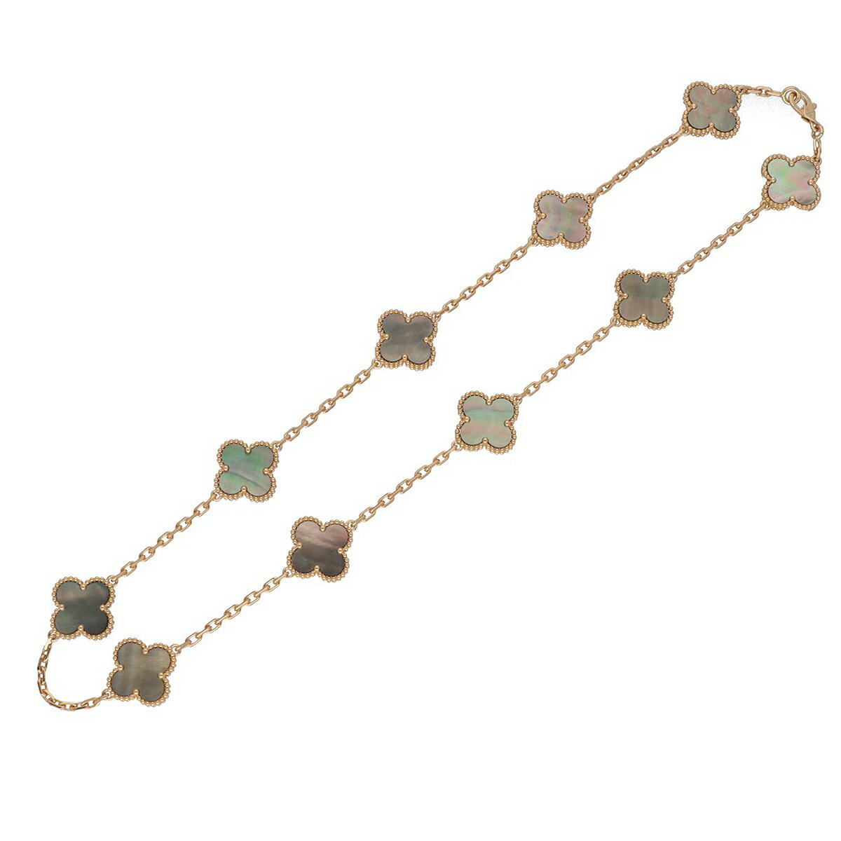 VanCleef&Arpels ヴァンクリーフ＆アーペル ヴィンテージ アルハンブラ 10モチーフ ネックレス 42cm グレーマザーオブパール 750 K18 RG ローズゴールド VCARP3RX00【送料無料】PG【中古】TMR2410030002