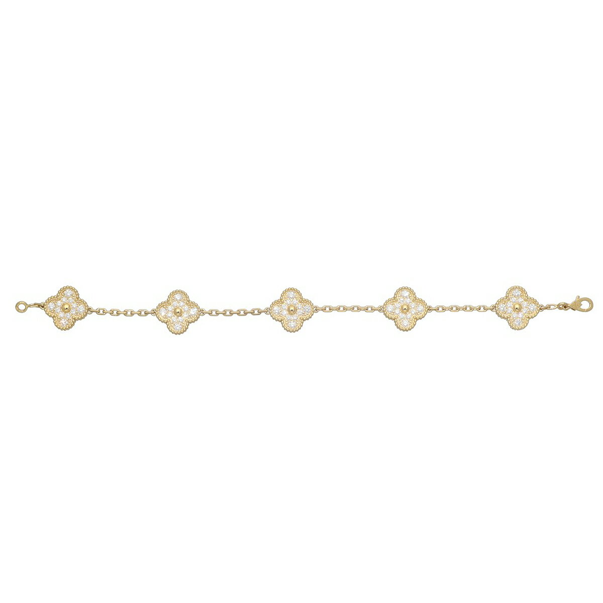 VanCleef&Arpels ヴァンクリーフ&アーペル ヴィンテージ アルハンブラ ブレスレット 5モチーフ ダイヤモンド(2.41ct) 750 K18 YG イエローゴールド VCARA41400【送料無料】【中古】25180715