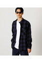 NO COLLAR CHECK SHIRT/ノーカラーチェックシャツ / AZUL BY MOUSSY/アズール バイ マウジー/メンズ/トップス シャツ ブラウス【MARKDOWN】
