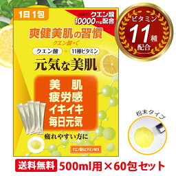 クエン酸 食用 国産 食品 飲料 ビタミン サプリ サプリメント 粉末 ビタミンb群b2 ビタミンe【1日分の11種<strong>マルチビタミン</strong>配合 】 食用クエン酸チャージ 健康食品 美容 お得な 500ml用×60包 スティック メール便