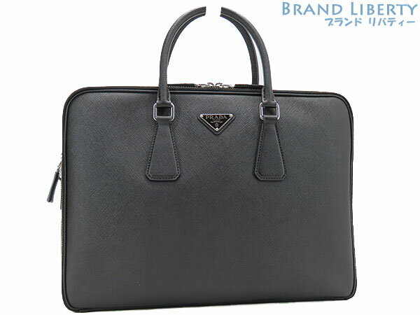 【超美品】プラダ　PRADA　サフィアーノレザー ブリーフケース　ビジネスバッグ　書類カバン　ハンドバッグ　NERO ブラック　サフィアーノレザー　2VE022　【中古】