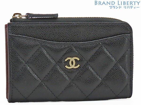 【新古品】シャネル　CHANEL　マトラッセ　ココマーク　キャビアスキン　タイムレスクラシック　ジップカードケース フラグメントケース　カードケース　パスケース　コインケース　コインパース　コンパクト財布　ブラック　AP3179　【中古】