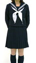 【別注用D5】冬 綾織花紺セーラー服/スカートセット(ウール50% ポリエステル50%) 白ライン 145cm~170cm