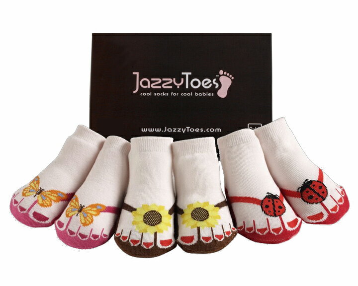 【出産祝い ベビー ソックス 】 ★ Jazzy Toes【ジャージートー】★ 箱入りでギフトにオススメ♪ キュートでクールな赤ちゃん用靴下3足セット（リトルサンシャイン）