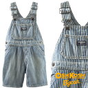 OshKosh【オシュコシュ】★しっかりした素材感が抜群!どんなコーデもお任せの本格ショートオーバーオール♪(ヒッコリーストライプ)【メール便/定形外郵便不可】