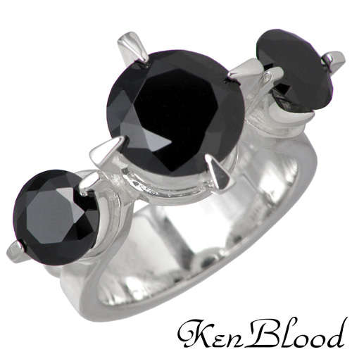 【ケンブラッド/KENBLOOD】3キュービックシルバーリング/ブラックキュービック/7号〜23号/指輪/BKCZラッピング無料【マラソン201207_ファッション】