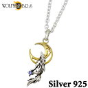 WOLFMAN B.R.S【ウルフマン B.R.S】 ウルフムーンG シルバー ネックレス 合成サファイア 狼 シルバーアクセサリー シルバー925 WO-P-204G