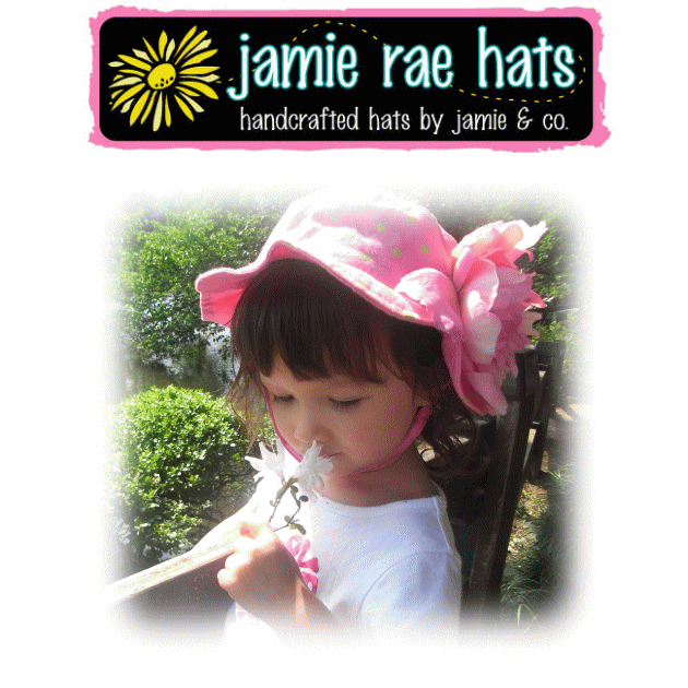 ジェイミーレイハット（Jamie Rae Hats）お花の帽子国内正規代理店商品！キャンディピンクピオニー×水玉ライム　サンハット