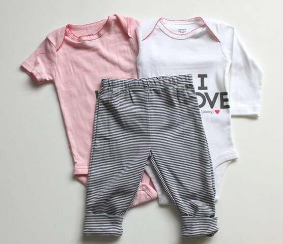 カーターズ【Carter's】(カーターズ　セット) 長袖ボディ・半袖ボディ・パンツ 3点セット☆LOVE　DADDY＆MOMMY×ハート【sm15-17】