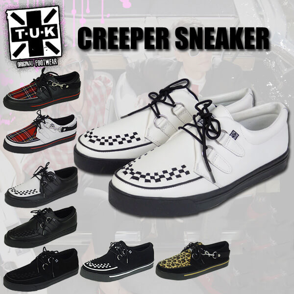 送料無料 複数買いはお得！雑誌KERA掲載品 TUK Creeper Sneaker クリーパースニーカー 全8種 ジョージコックスやヨースケ好きにもオススメ！パンク ロック モッズ ロカビリー ファッションにオススメのスニーカー・ラバーソール 正規品が激安特価！