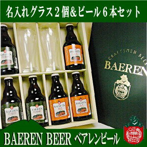 ベアレンビール入り2種6本＆エッチンググラス2個入り　ギフトセット 【送料無料】　【楽ギフ_名入れ】【送料無料】ベアレンビール2種6本と、名前入りグラス2個のギフト、趣向を凝らして。