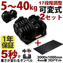 安心の1年保証 可変式ダンベル 40kg 2個セット マット付き MRG アジャスタブルダンベ