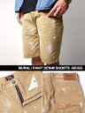 ミューラル MURAL ショーツ ハーフ パンツ ショート デニム ペンキ ヴィンテージ PAINT DENIM SHORTS -BEIGE- _FAIR_t